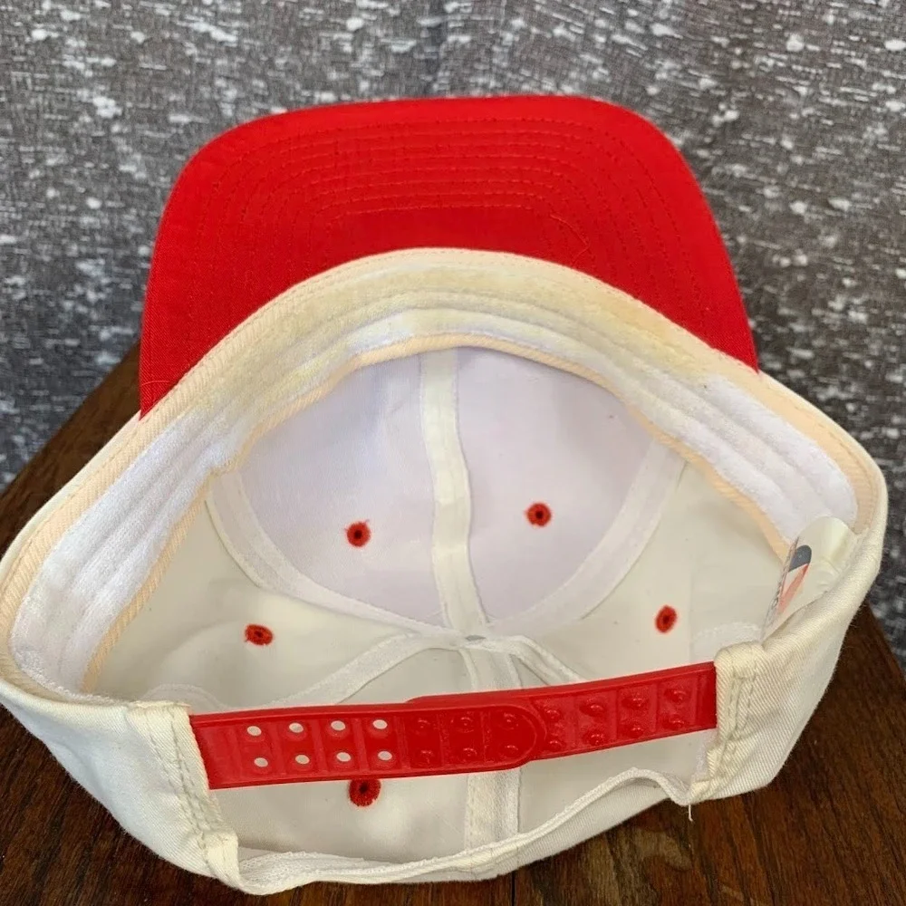 Vintage‎ Headmost Blank Red & White Snapback Cap Hat